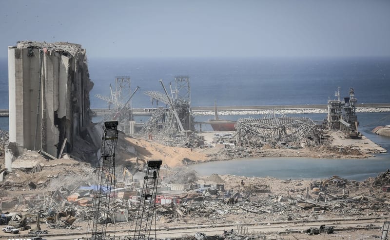 The grain silos at Beirut port